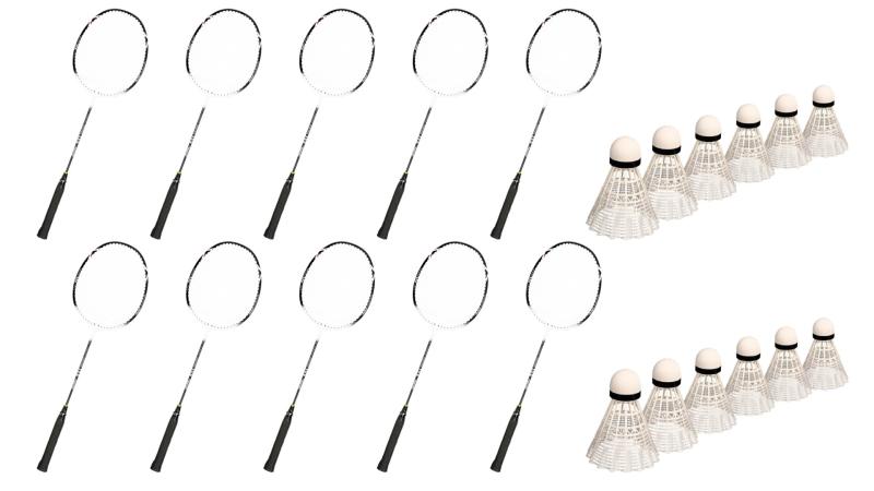 Badmintonketcher 10 Stk M 12 Bolde - Fri Fragt!