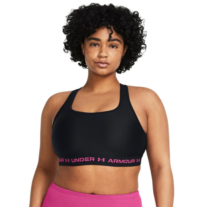 Under Armour Kvinder Mid Crossback Sports-BH - Sort Wordmark