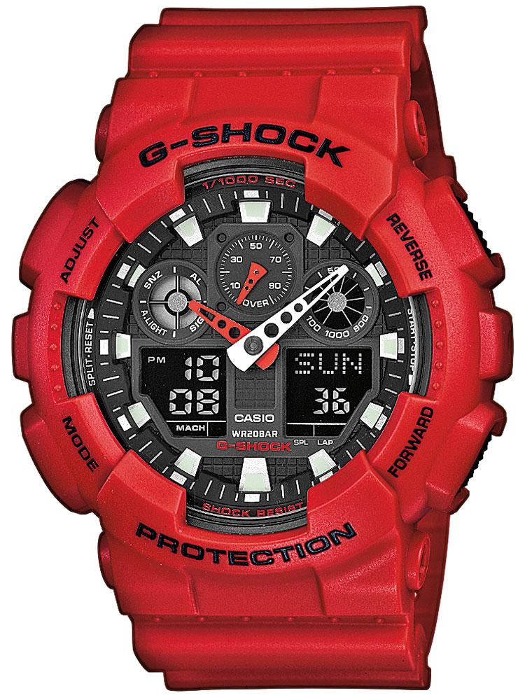 Casio G-Shock GA-100B-4AER Herreur i Rød - Hurtig Levering!