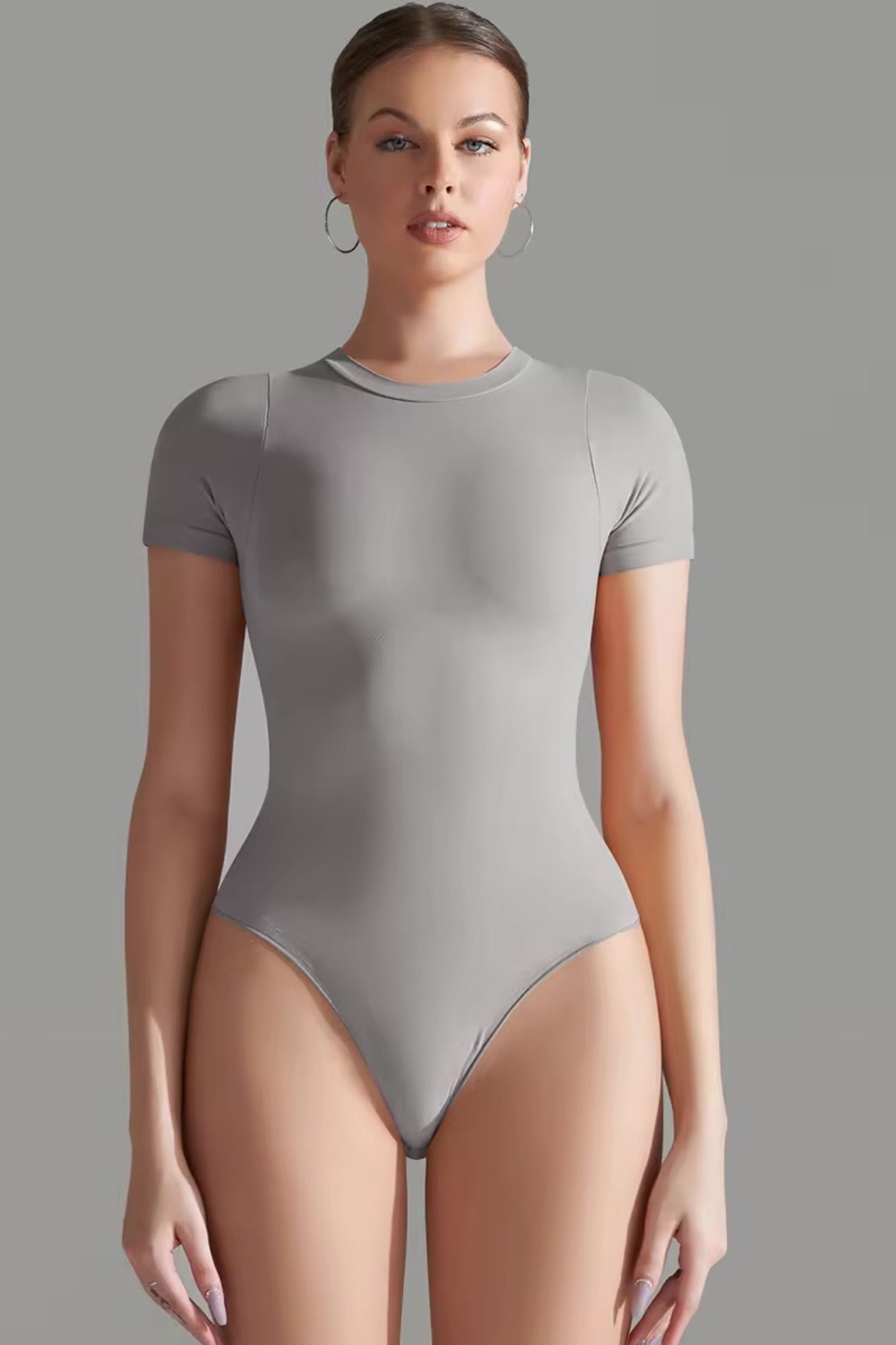 Bodysuit One Piece Med Kort ærme Lightgrey   Small   Lightgrey