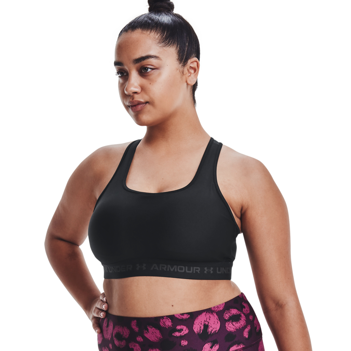 Kvinders Under Armour   Mid Crossback Sports Bra   Black Xxl
